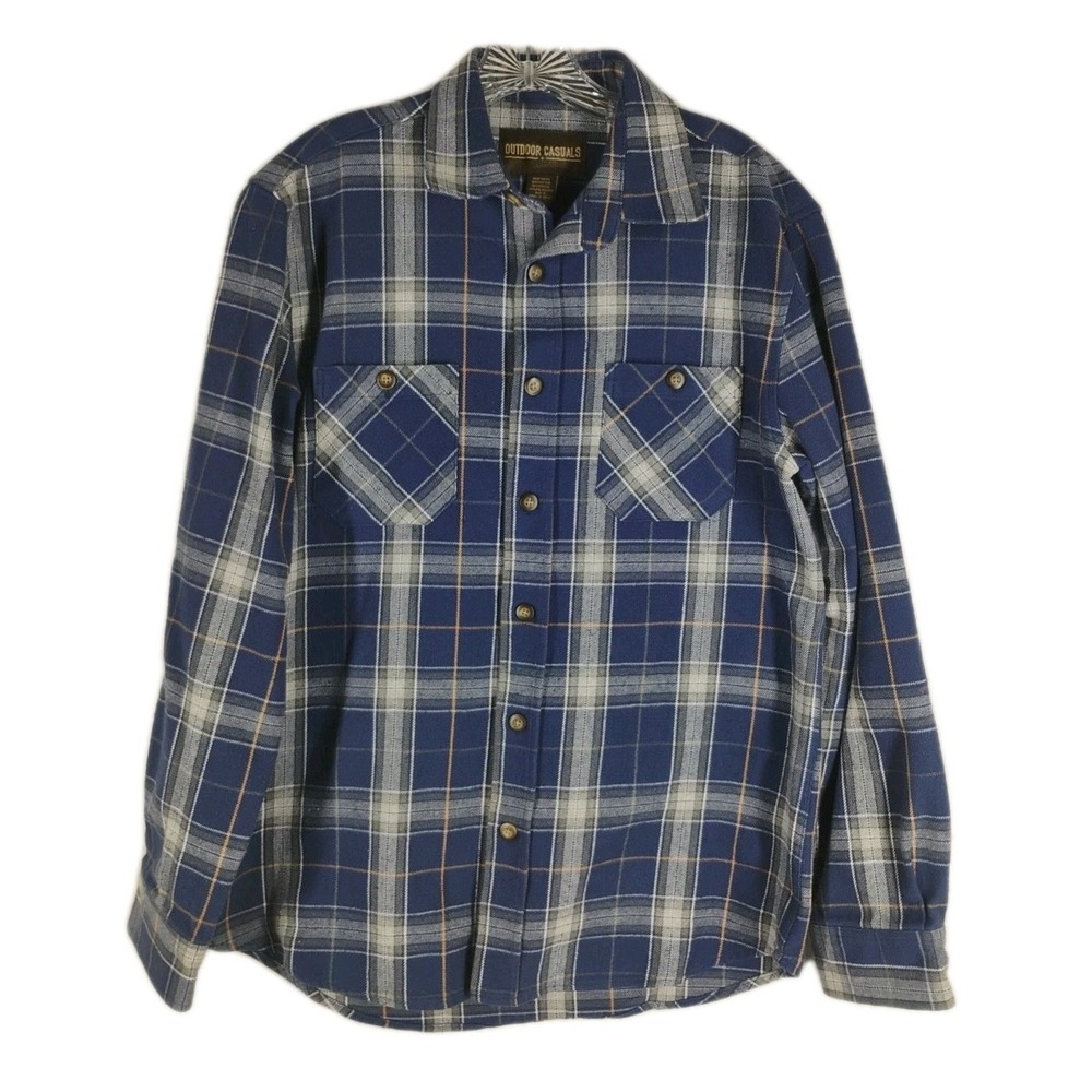 Outdoor Casuals Men's MEDIUM Cotton Viscose Thick Flannel Blue White